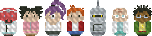 Contemporary Cross-stitch Patterns For Real Fans - Futurama (600x300)
