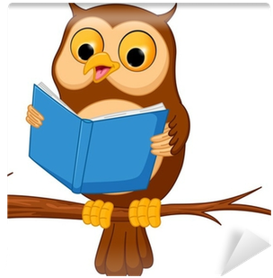 Fotobehang Uil Cartoon Lezen Van Een Boek • Pixers® - Desenho De Coruja Lendo (400x400)