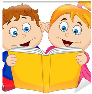 Fotobehang Kinderen Lezen Van Een Boek • Pixers® - Cartoon Reading Book (400x400)