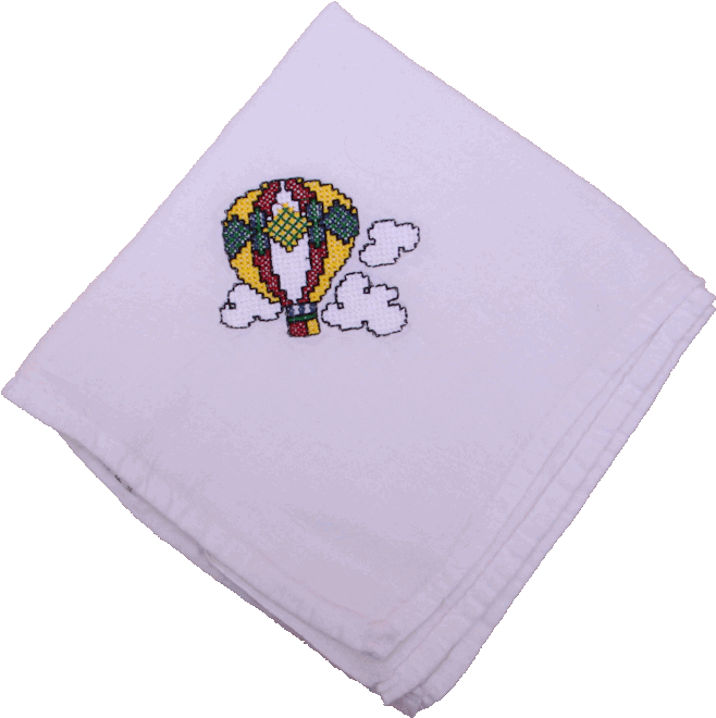 Cross Stitch Balloon - Cross Stitch Hot Air Yellow Balloon Flour Sack Dish (700x680)