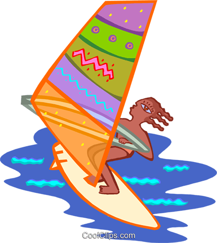 Windsurfing Royalty Free Vector Clip Art Illustration - Windsurfing (429x480)