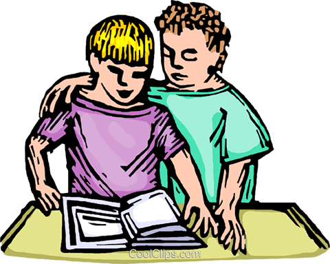 Learning To Read Royalty Free Vector Clip Art Illustration - Learning To Read Royalty Free Vector Clip Art Illustration (480x383)