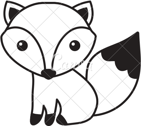 Cute Fox Icon - Cute Fox Black And White (550x550)