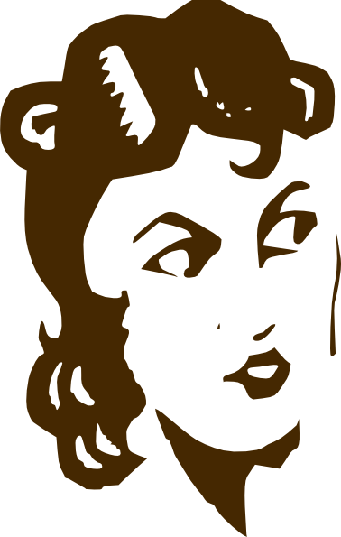 Free Vector Ladys Face Clip Art - Siluety Obličej Žena (378x595)