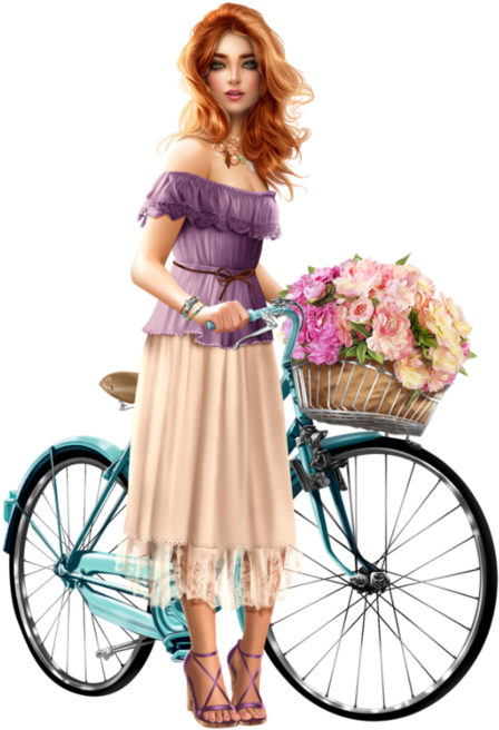 3d Girl, Girl Illustrations, Tube, Clip Art, Sexy, - Tubes Png Femmes Bicyclette (528x700)