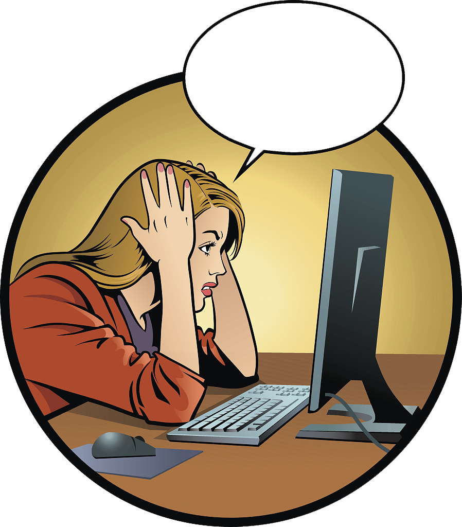 Computer Clip Art - Clipart Computer Frustration (898x1024)