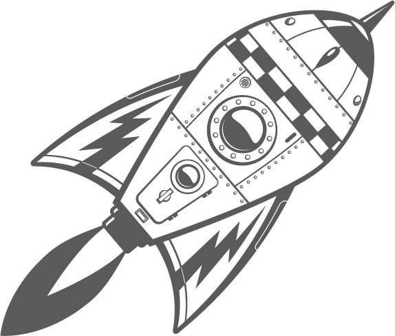 Rocket Xl Wall Decal - Autocollant Sticker Chambre Fusee Spatiale R1 (574x488)