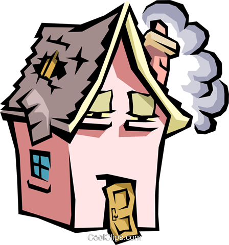 Casa Com Caricatura Face Livre De Direitos Vetores - Verfallenes Haus Clipart (448x480)