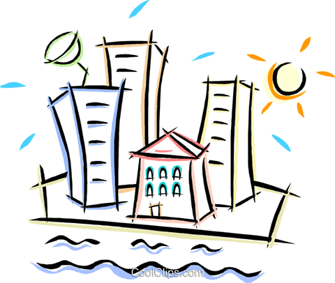 Casas E Prédios De Apartamentos Livre De Direitos Vetores - Predios E Casas Png (480x406)