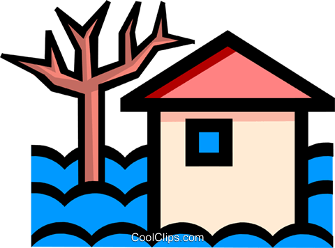 Casa Alagada Livre De Direitos Vetores Clip Art Ilustração - Easy To Draw Flood (480x356)