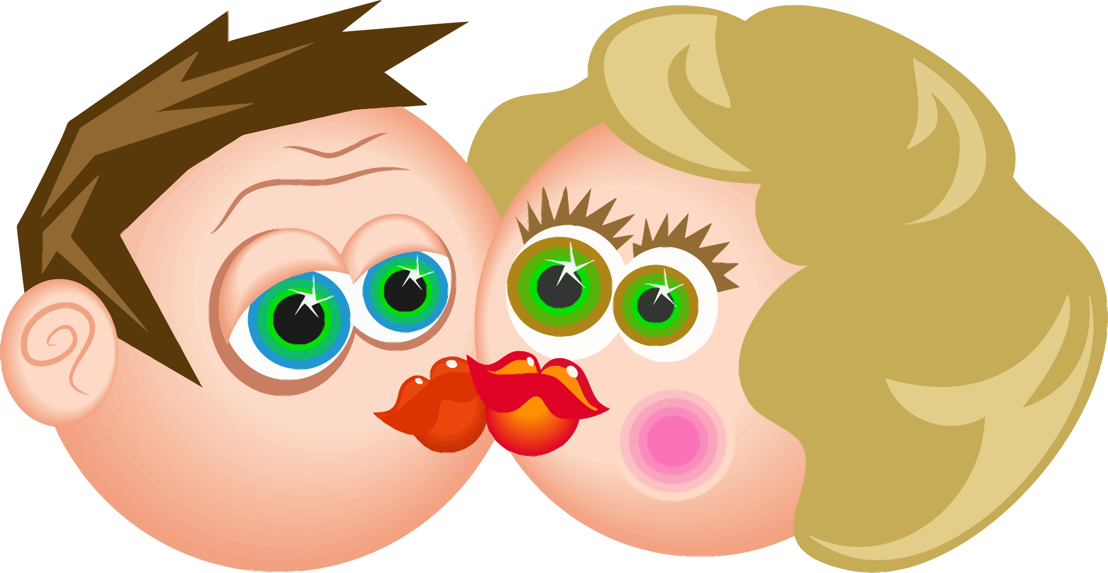 Kissing Clipart Cartoon - Kissing Couple Cartoon Png (2202x1139)