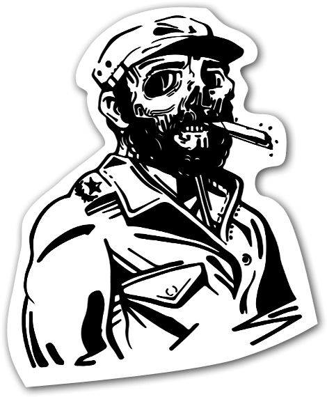 Fidel Castro Cigar Skull Sticker - Crystal Ball (501x600)