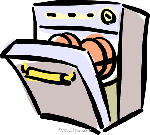 Geschirrspüler Clipart - Dishwasher Clipart Black And White (480x431)