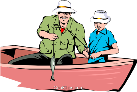 Fishing Boat Clipart Father And Son - Father And Son Fishing Cartoon (480x323)