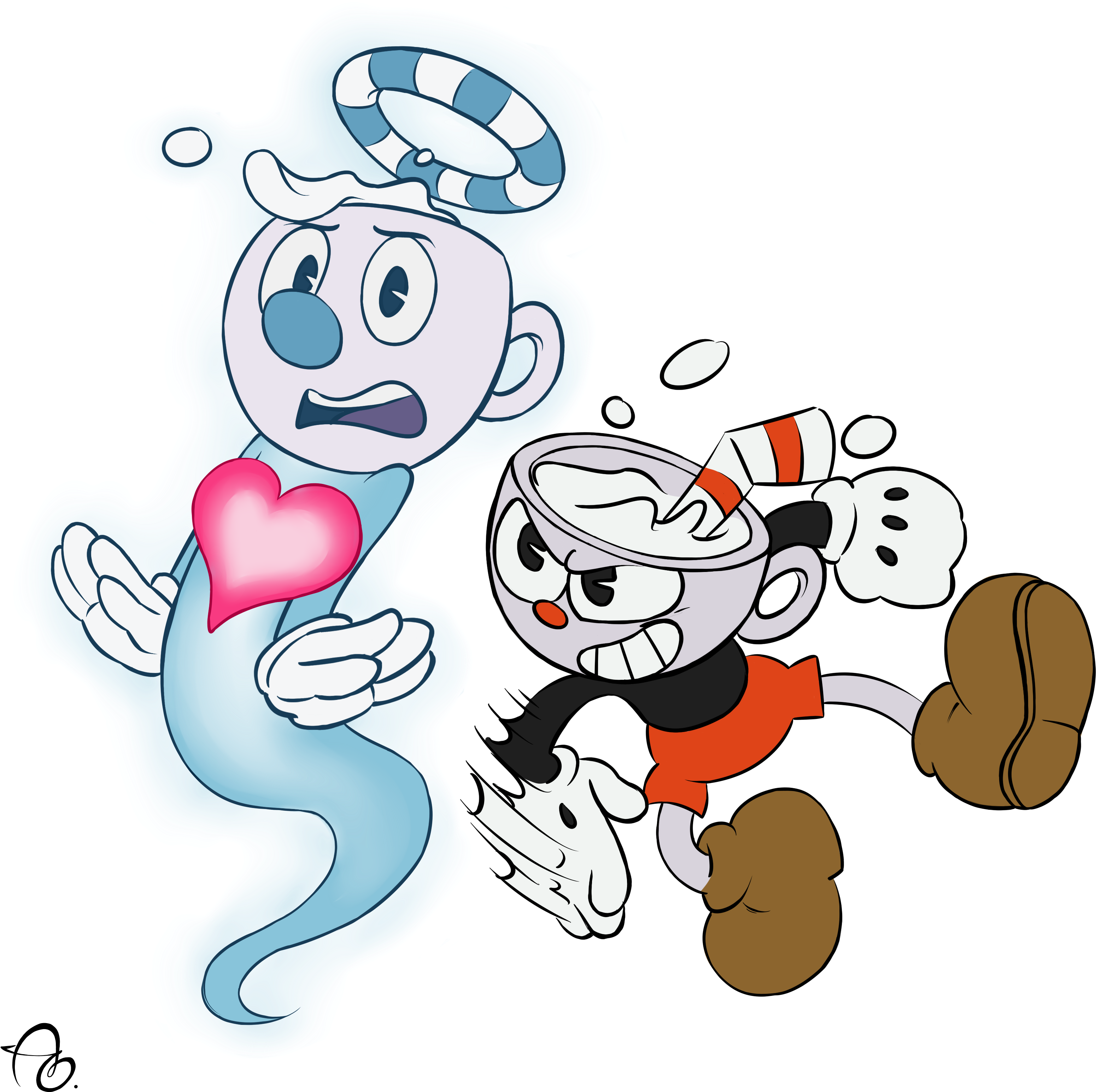 Cuphead Fan Art Clip Art - Cuphead Slaps On Mugman (3300x3193)