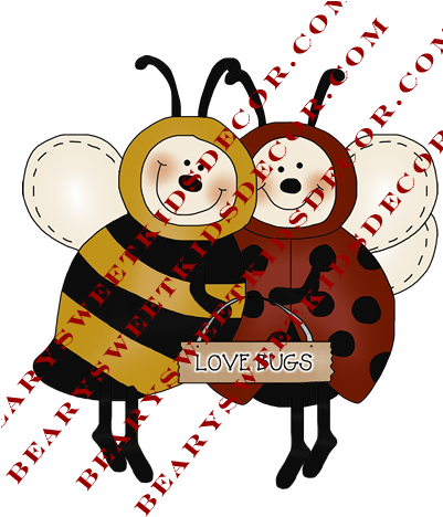 Girl Bedroom Wall Hanging Plaque Wood - Bee And Ladybug Love (400x500)