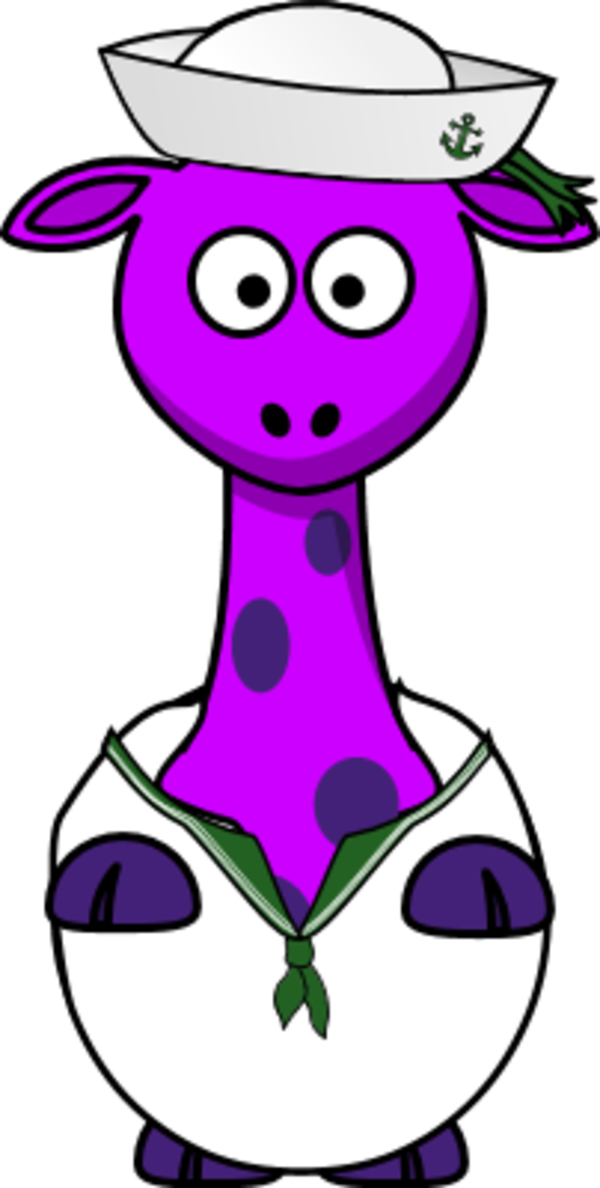 Navy Sailor Giraffe - Sailor Giraffe Cartoon Shower Curtain (600x1188)