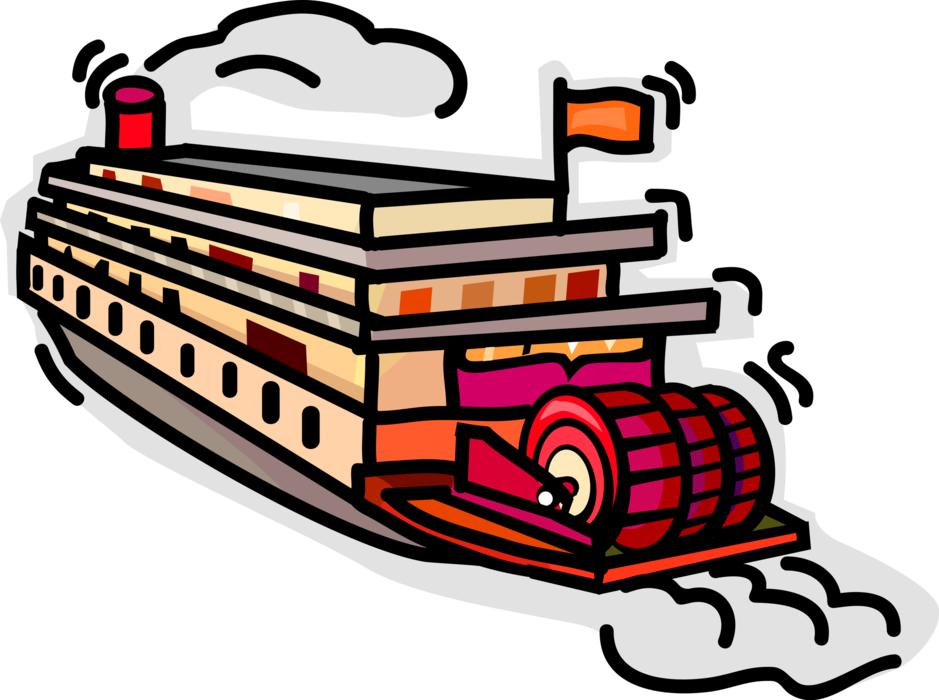 Vector Illustration Of Mississippi Paddleboat Or Paddle - Drawings Of A Riverboat (939x700)
