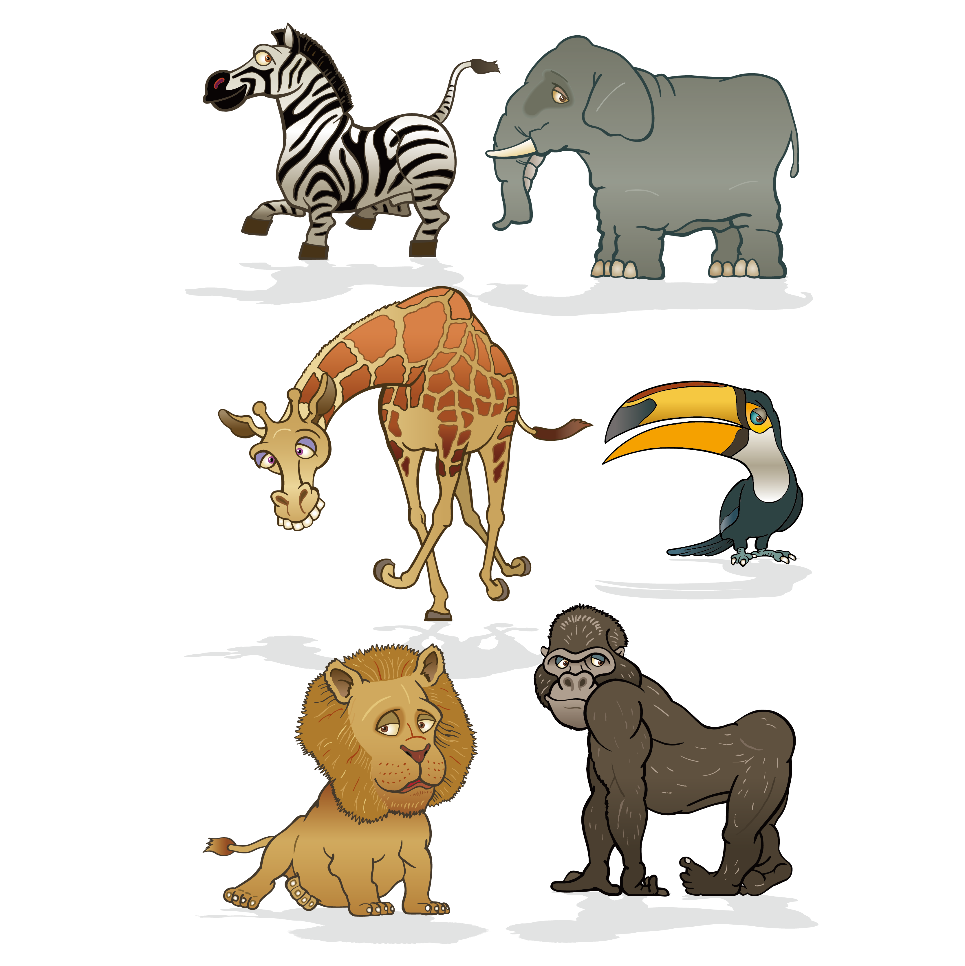 Funny Cute Cartoon Animals Vector Material - Funny Cute Cartoon Animals Vector Material (3333x3338)