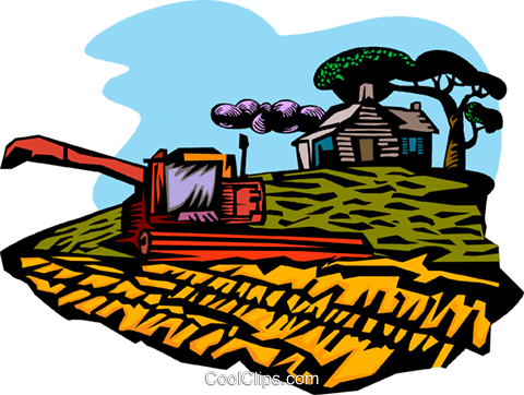 Gathering The Hay Crop, Combine Royalty Free Vector - Crop (480x362)