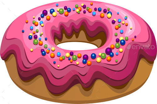 Pink Doughnut Png - Donuts Party Time Pillow Case (500x331)