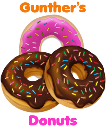 Gunther's Donuts Https - Donut Cartoon Png (377x480)