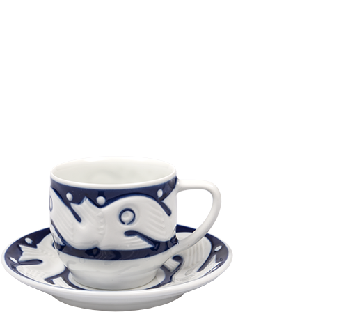 Coffee Cups And Saucer Peces Azul - Cup (800x800)