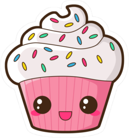 3 Kawaii Cupcake Pink Freetoed - Stickers Cupcake (430x461)