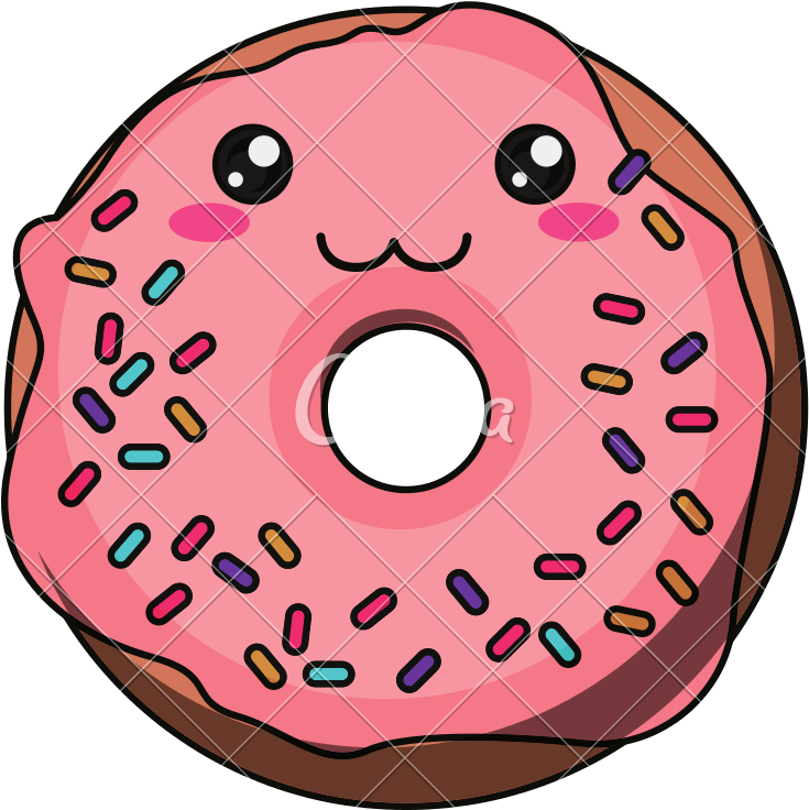 Donut With Kawaii Face Design - Kawaii Donut (800x800)