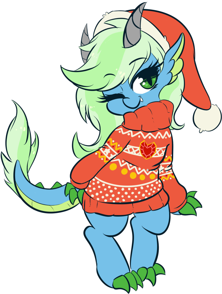 Wickedsilly, Christmas, Clothes, Dracony, Hat, Holiday, - Cartoon (779x1024)