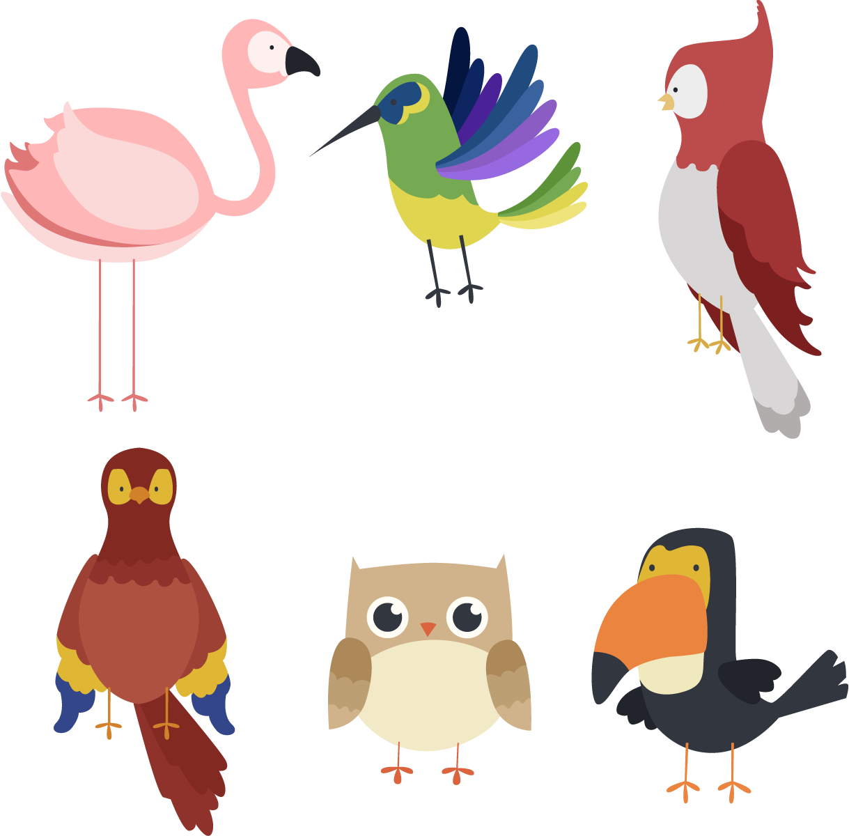 Flat Birds Flamingo Illustration - Flat Birds Flamingo Illustration (1219x1200)