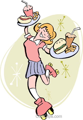 Waitress Clipart Roller Skate - Art (331x480)