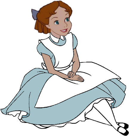 Wendy Darling In Wonderland- Sitting By Cyberkey63 - Alice In Wonderland Clip Art (450x500)
