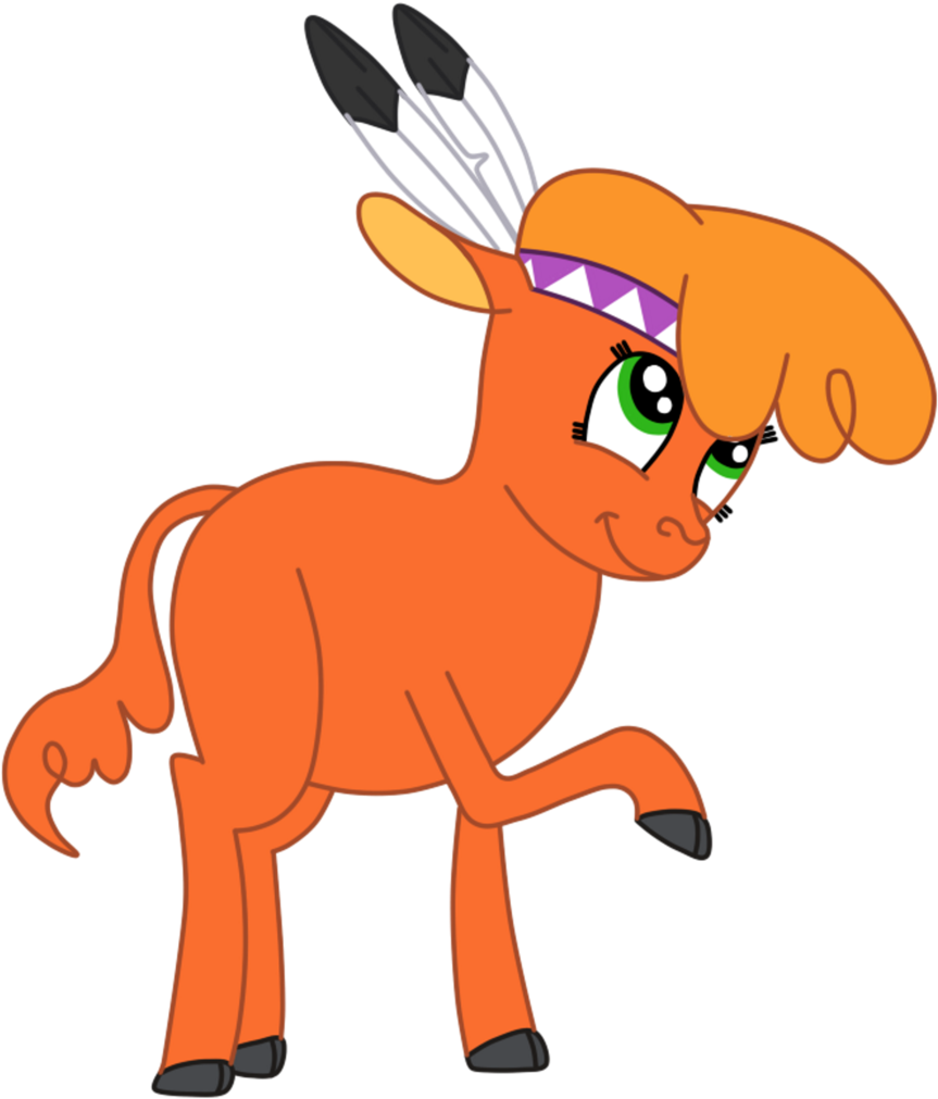 Squipycheetah, Buffalo, Cloven Hooves, Feather, Happy, - Cartoon (909x1024)