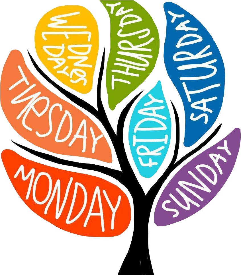 Royalty Free Names Of The Days Of The Week Art Clip - Days Of The Week Png (884x966)