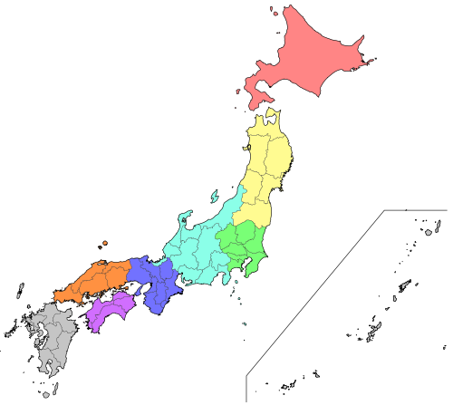 This Image Rendered As Png In Other Widths - Map Of Japan Regions (500x447)