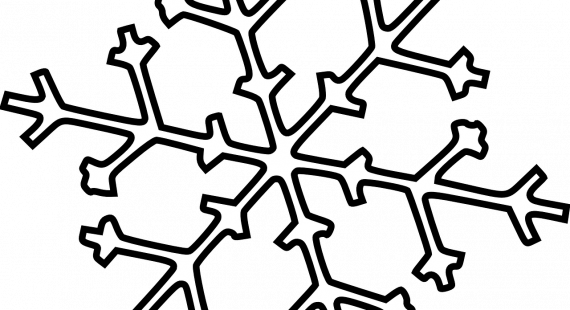 Popular Snowflake Template For Kids Crammed Snow Flake - Black And White Outline Snowflakes (570x310)