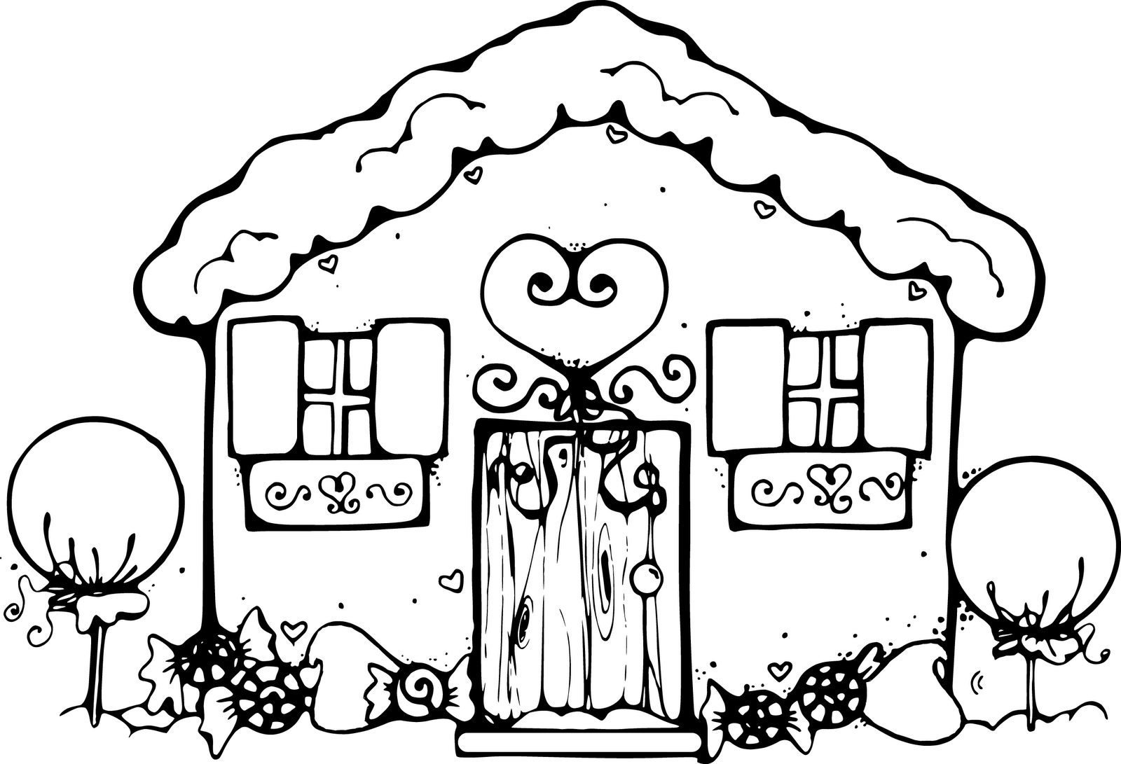 Gingerbread House Coloring Pages For Kids Clipart - Gingerbread House Coloring Pages (1600x1091)