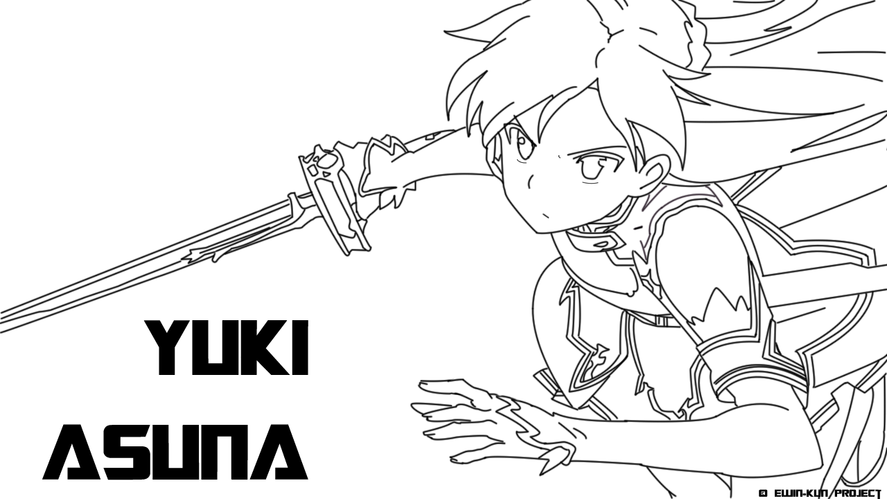 Best Kirito And Asuna Coloring Pages Sword Art Online Sword Art Online No Color 1280x720 Png Clipart Download