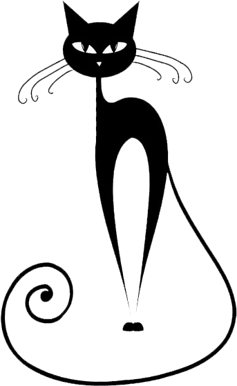 Black Cat And Kitten Clip Art - Black Cat Shower Curtain (431x604)