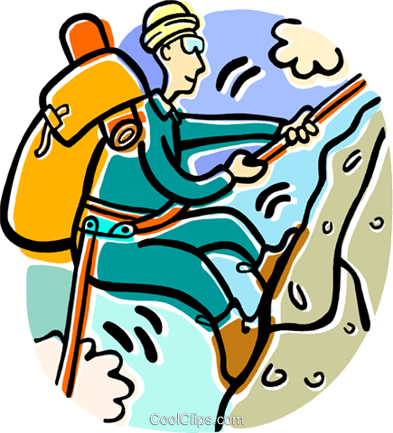 Mountain Climber Royalty Free Vector Clip Art Illustration - Mountain Climber Clip Art (435x480)
