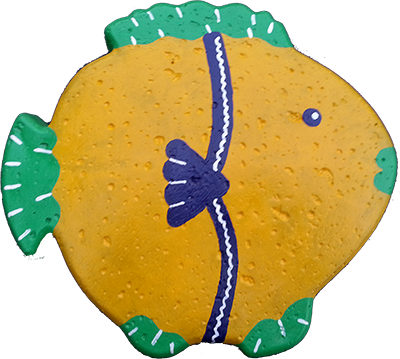 A Yellow Fish With Green And Blue Accents - A Yellow Fish (400x359)