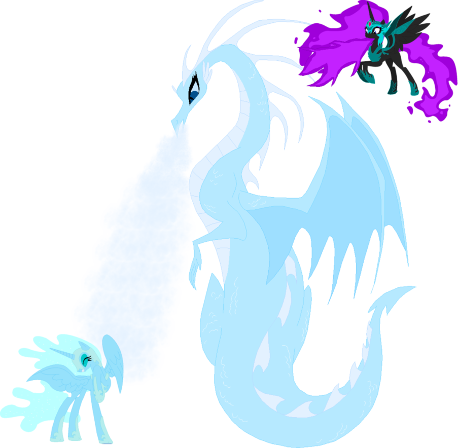 Shadowstar And Frostbite Battle The Ice Dragon By Lunarflarestudios - Digital Art (903x884)