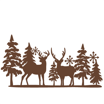 Winter Reindeer Svg Scrapbook Cut File Cute Clipart - Winter Scene Silhouette (432x432)