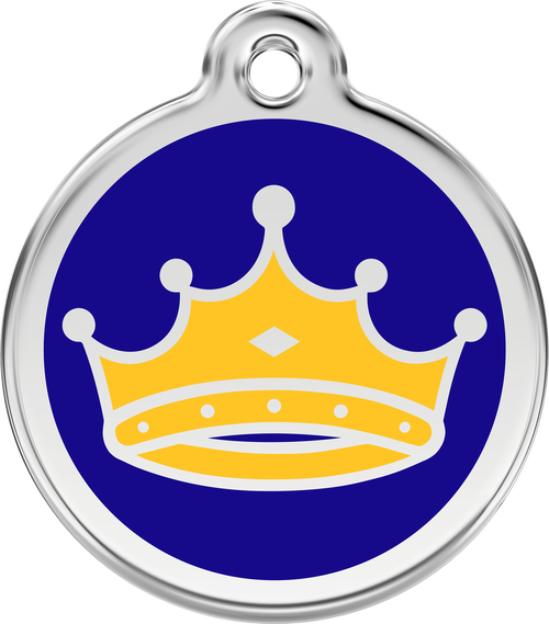 Prince King Crown Dog Id Tag, Blue & Yellow - Red Dingo Stainless Steel With Glitter Pet I.d. Tag (500x569)