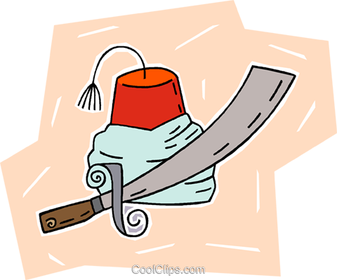 Turkish Hat And Sword Royalty Free Vector Clip Art - Turkish Hat And Sword Royalty Free Vector Clip Art (480x399)
