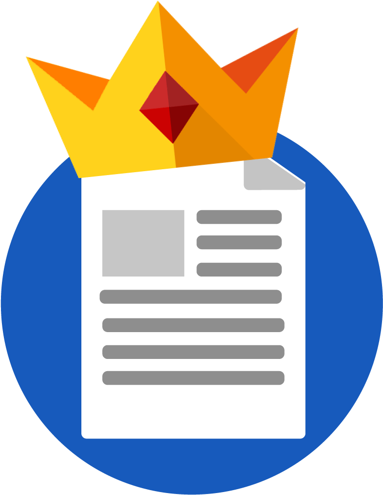 A Piece Of Paper With Writing On It And A Gold Crown - Content Is King Png (800x1026)