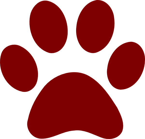 Maroon Clipart Paw Print - Red Paw Print Clip Art (600x578)