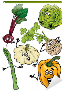 Vegetables Cartoon Illustration Set Wall Mural • Pixers® - Картинки Овощей С Рожицами (400x400)