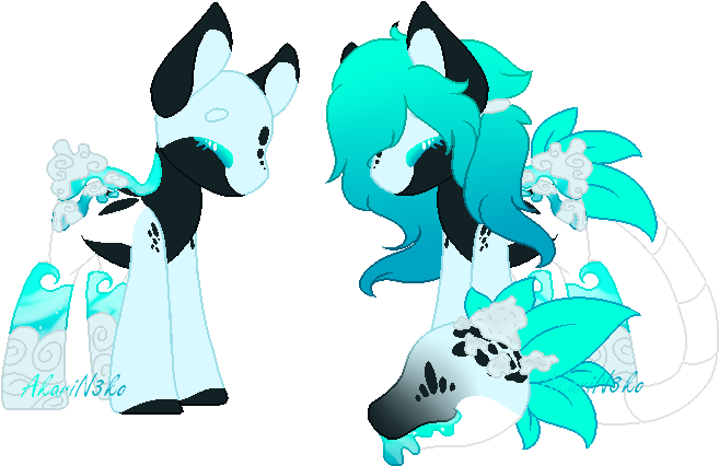 Teal Water Plant Bab Set Price Closed By Akarin3ko - Cartoon (668x432)